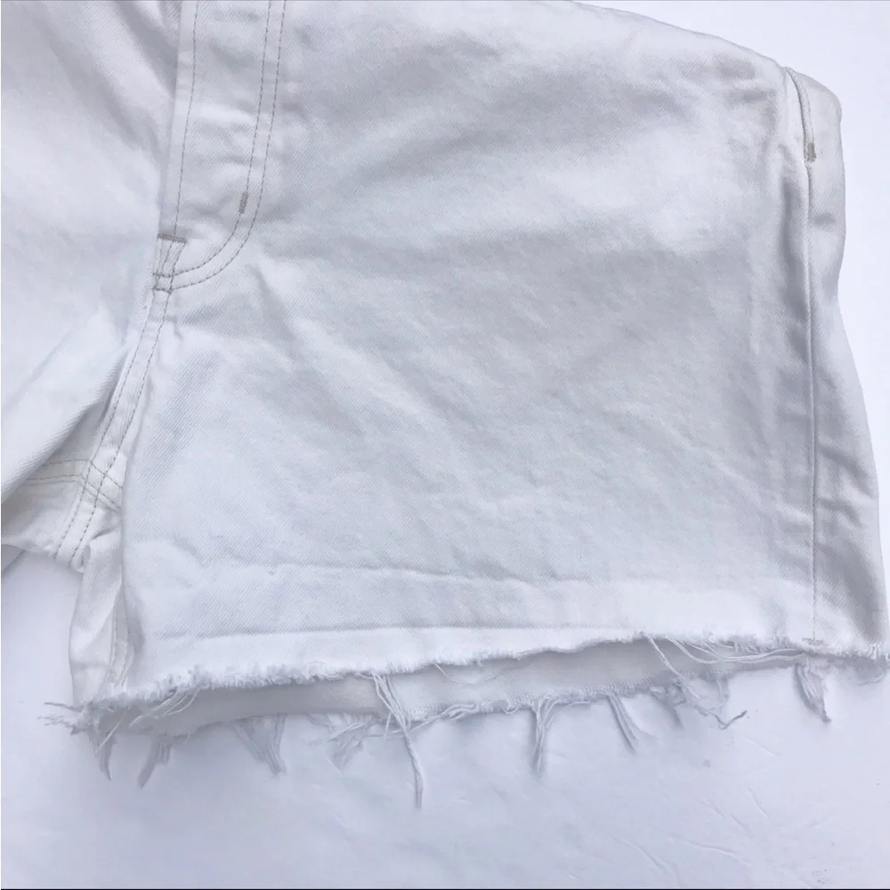 & Other Stories White Denim Button Fly Shorts Size 10 - Picture 7 of 10